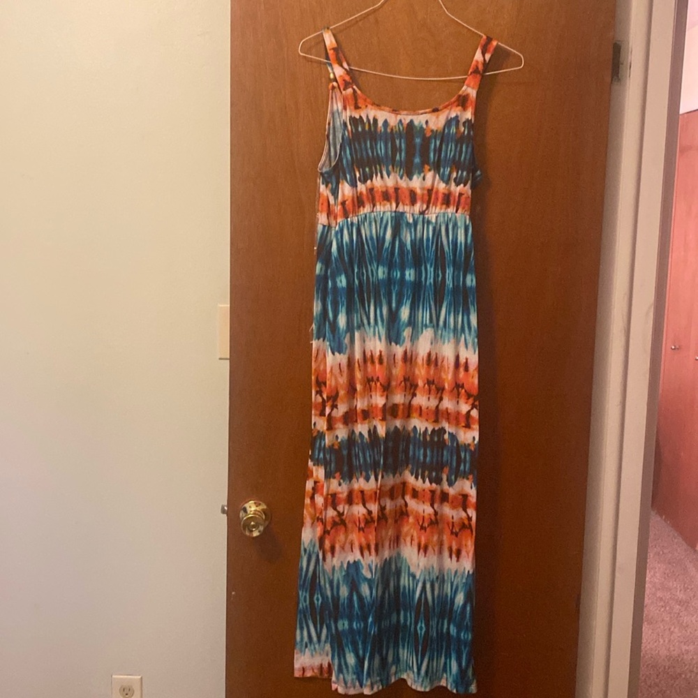 NY Collection Colorful Tie-Dye Maxi Dress